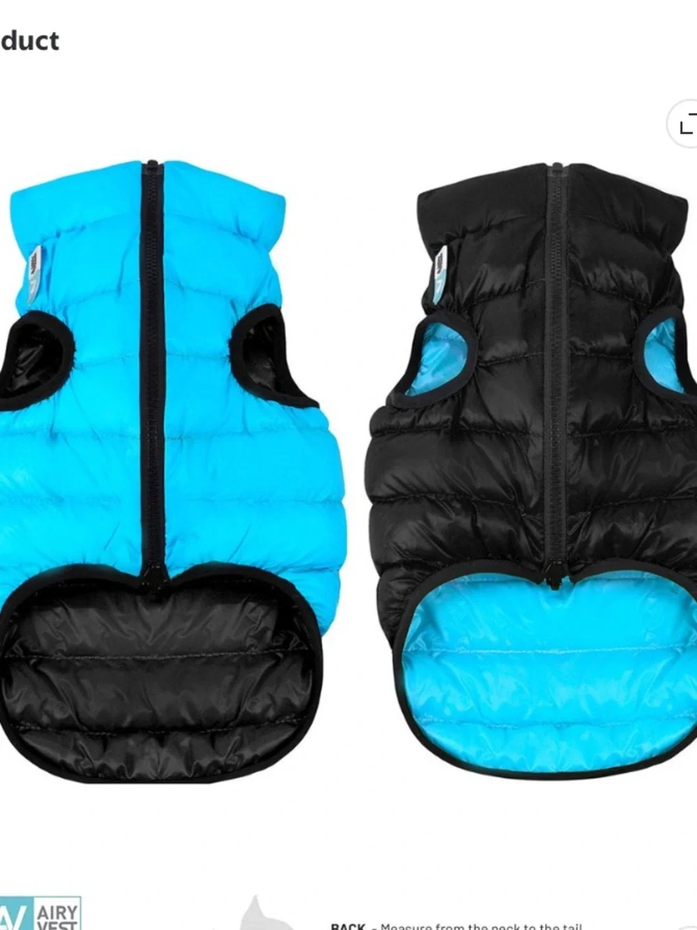 Aqua Blue Black Puffer Dog (or Cat) Coat - reversible NWT - size XXS